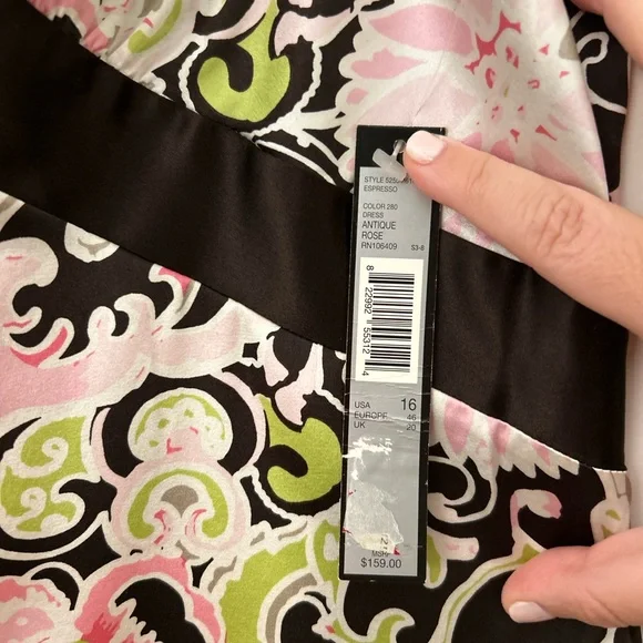 Tahari Silk Floral Sleeveless Dress Y2K Vintage NWT (Size 16) - Picture 6 of 9